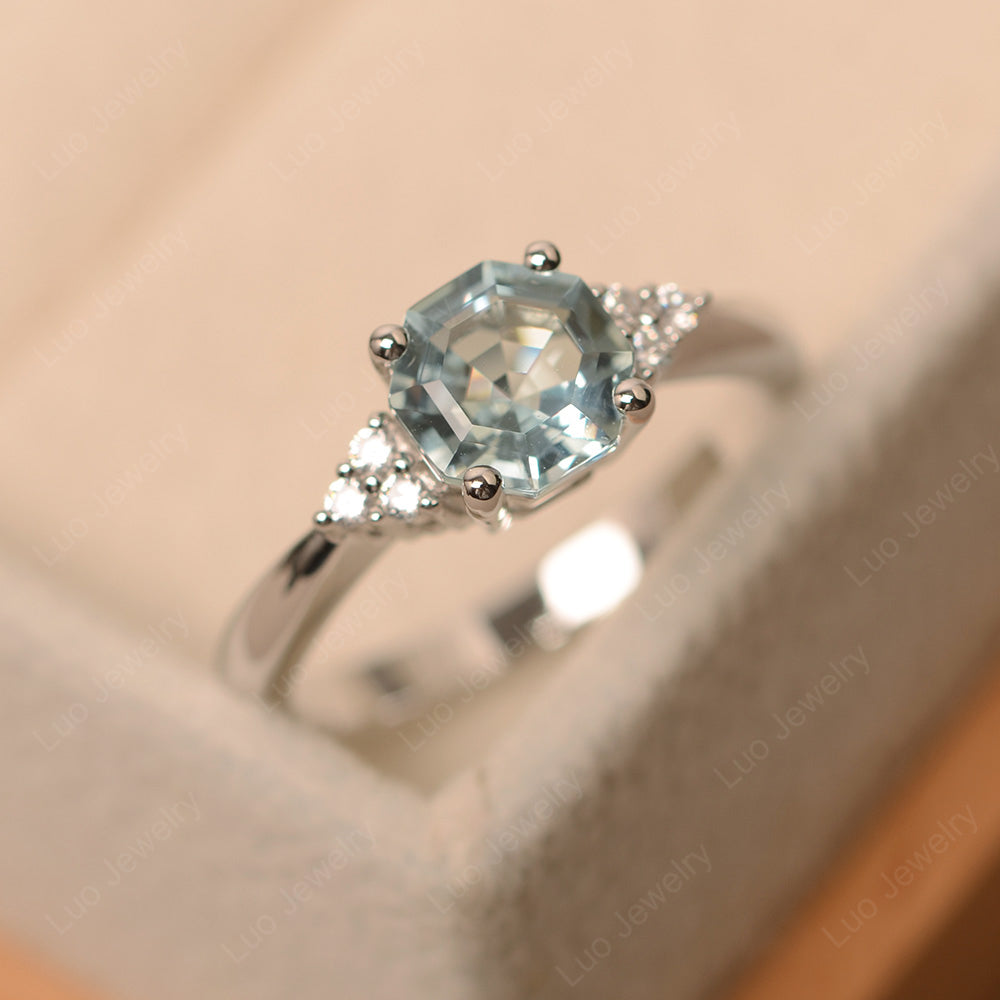 Octagon Cut Aquamarine Engagement Ring Gold - LUO Jewelry