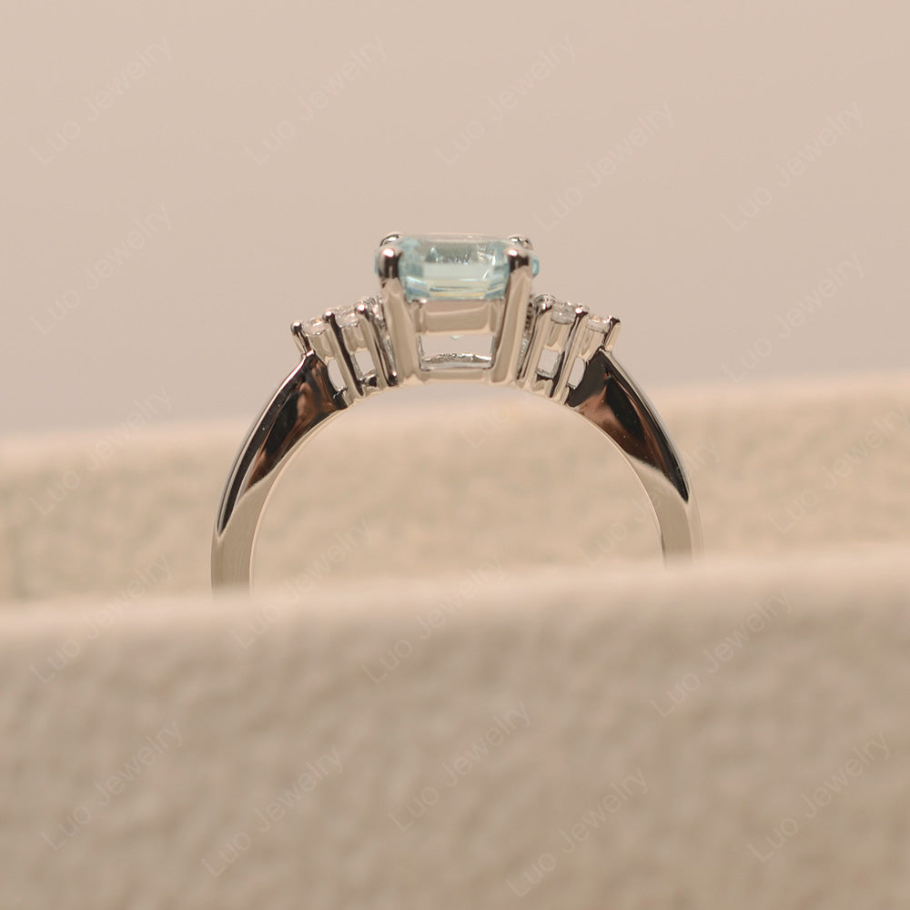 Octagon Cut Aquamarine Engagement Ring Gold - LUO Jewelry