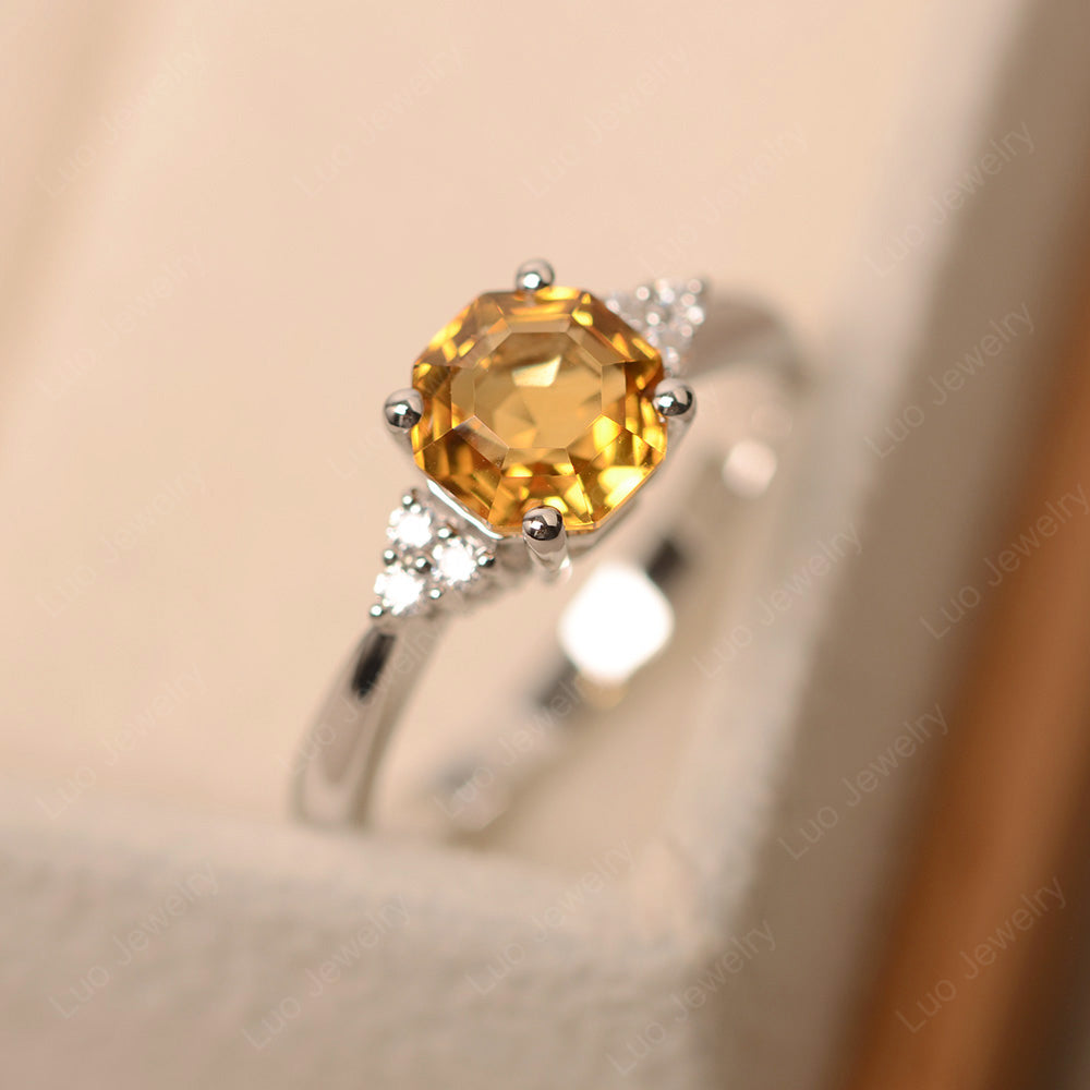 Octagon Cut Citrine Engagement Ring Gold - LUO Jewelry