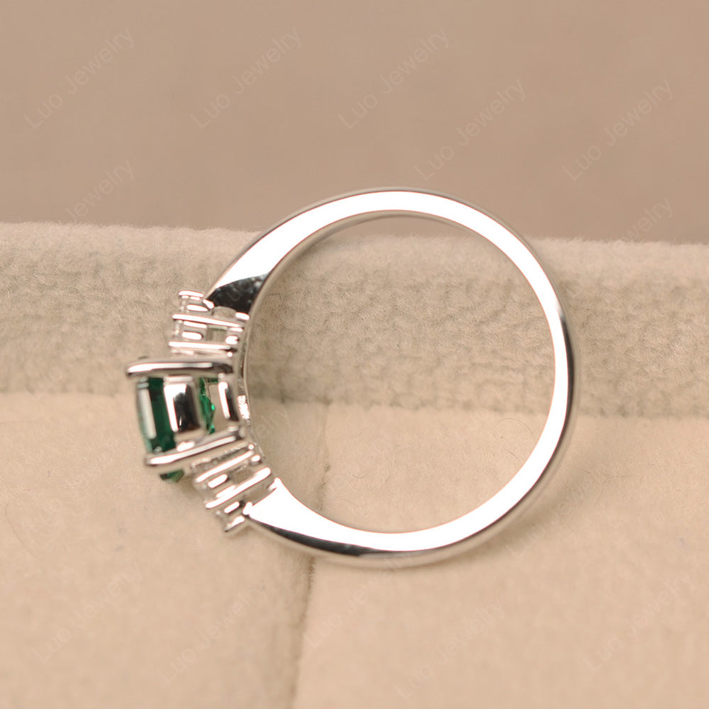 Octagon Cut Lab Emerald Engagement Ring Gold - LUO Jewelry