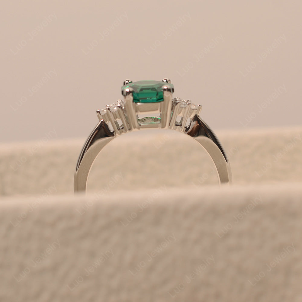 Octagon Cut Lab Emerald Engagement Ring Gold - LUO Jewelry