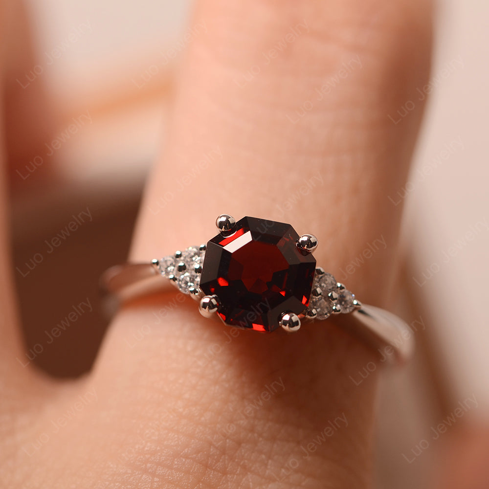 Octagon Cut Garnet Engagement Ring Gold - LUO Jewelry
