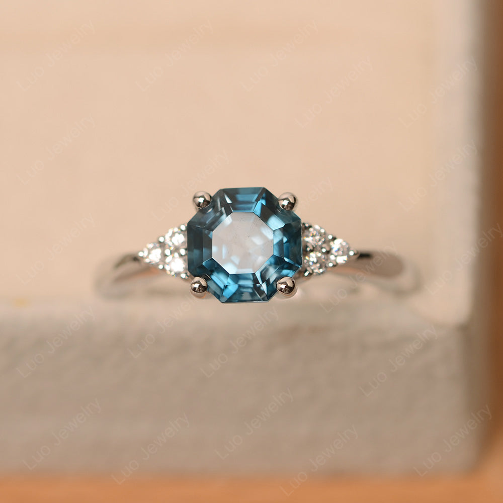 Octagon Cut London Blue Topaz Engagement Ring Gold - LUO Jewelry