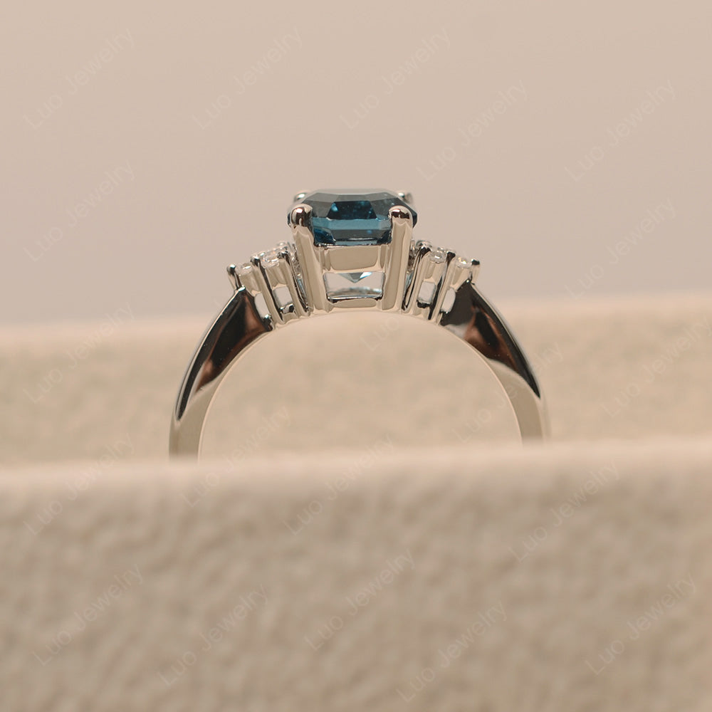 Octagon Cut London Blue Topaz Engagement Ring Gold - LUO Jewelry