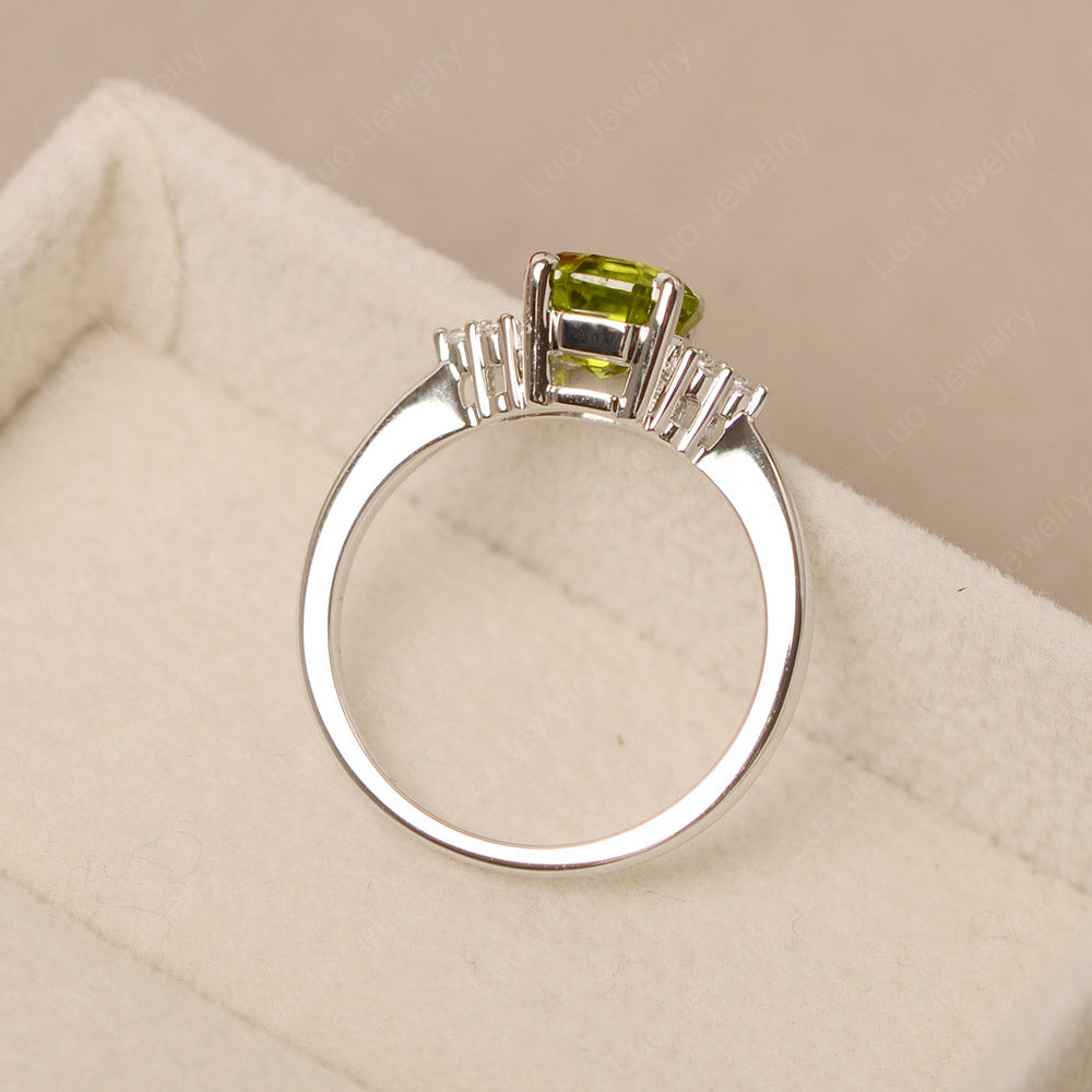 Octagon Cut Peridot Engagement Ring Gold - LUO Jewelry