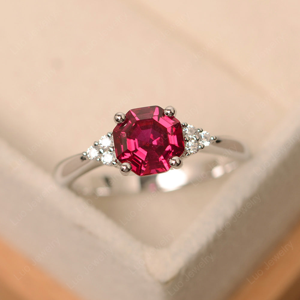 Octagon Cut Ruby Engagement Ring Gold - LUO Jewelry