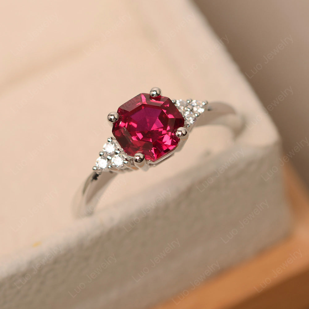 Octagon Cut Ruby Engagement Ring Gold - LUO Jewelry