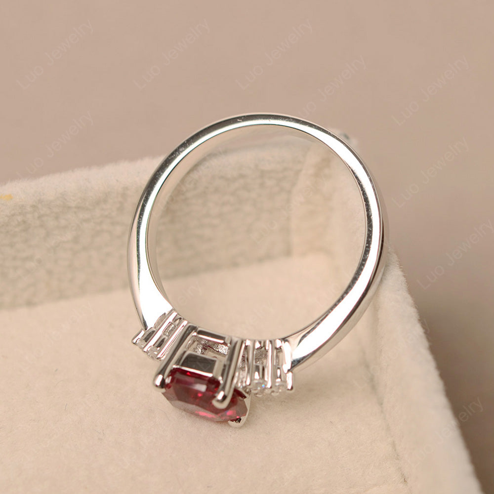 Octagon Cut Ruby Engagement Ring Gold - LUO Jewelry