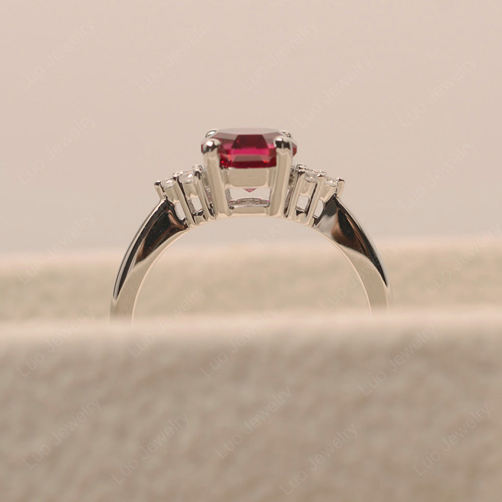 Octagon Cut Ruby Engagement Ring Gold - LUO Jewelry