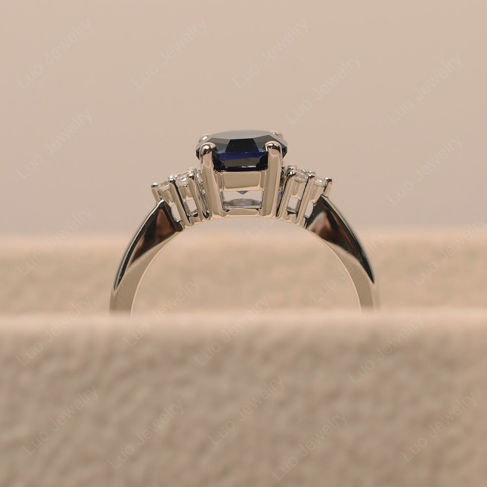 Octagon Cut Lab Sapphire Engagement Ring Gold - LUO Jewelry