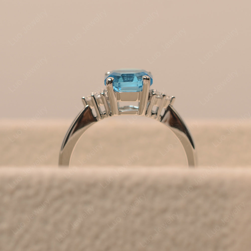 Octagon Cut Swiss Blue Topaz Engagement Ring Gold - LUO Jewelry