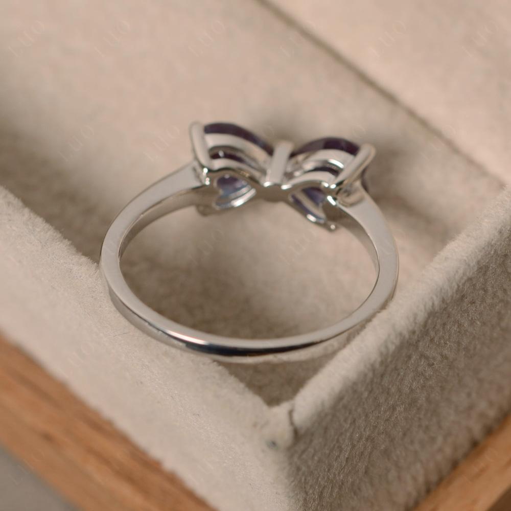 2 Stone Heart Shaped Alexandrite Promise Ring - LUO Jewelry