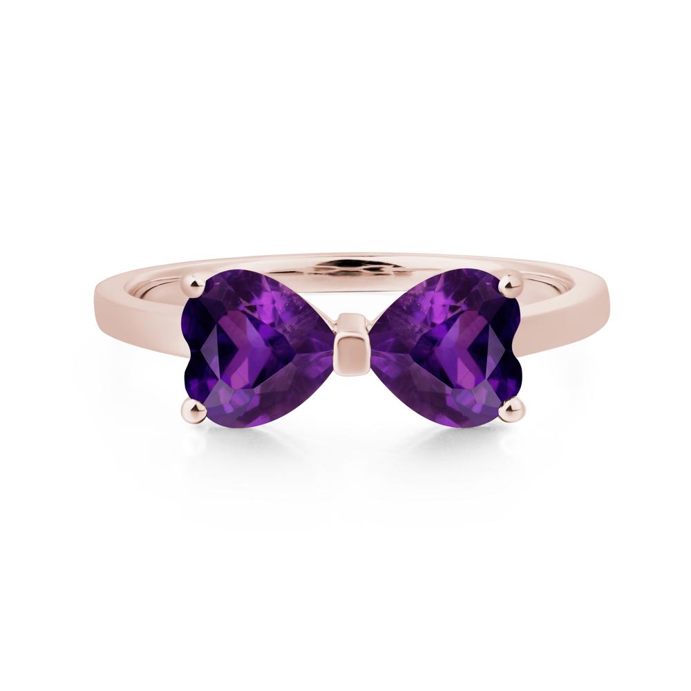 Heart Shaped Amethyst Mothers Ring - LUO Jewelry #metal_14k rose gold
