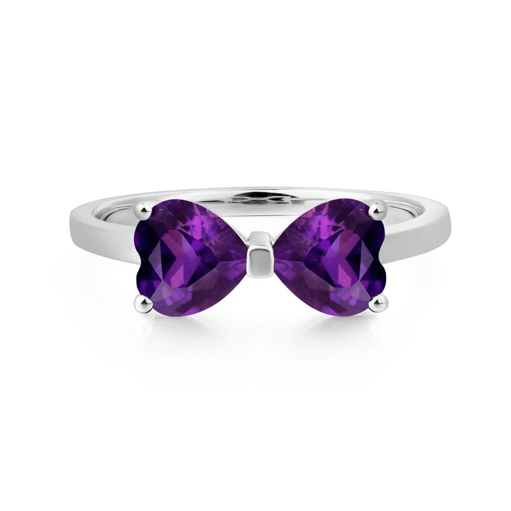 Heart Shaped Amethyst Mothers Ring - LUO Jewelry #metal_14k white gold