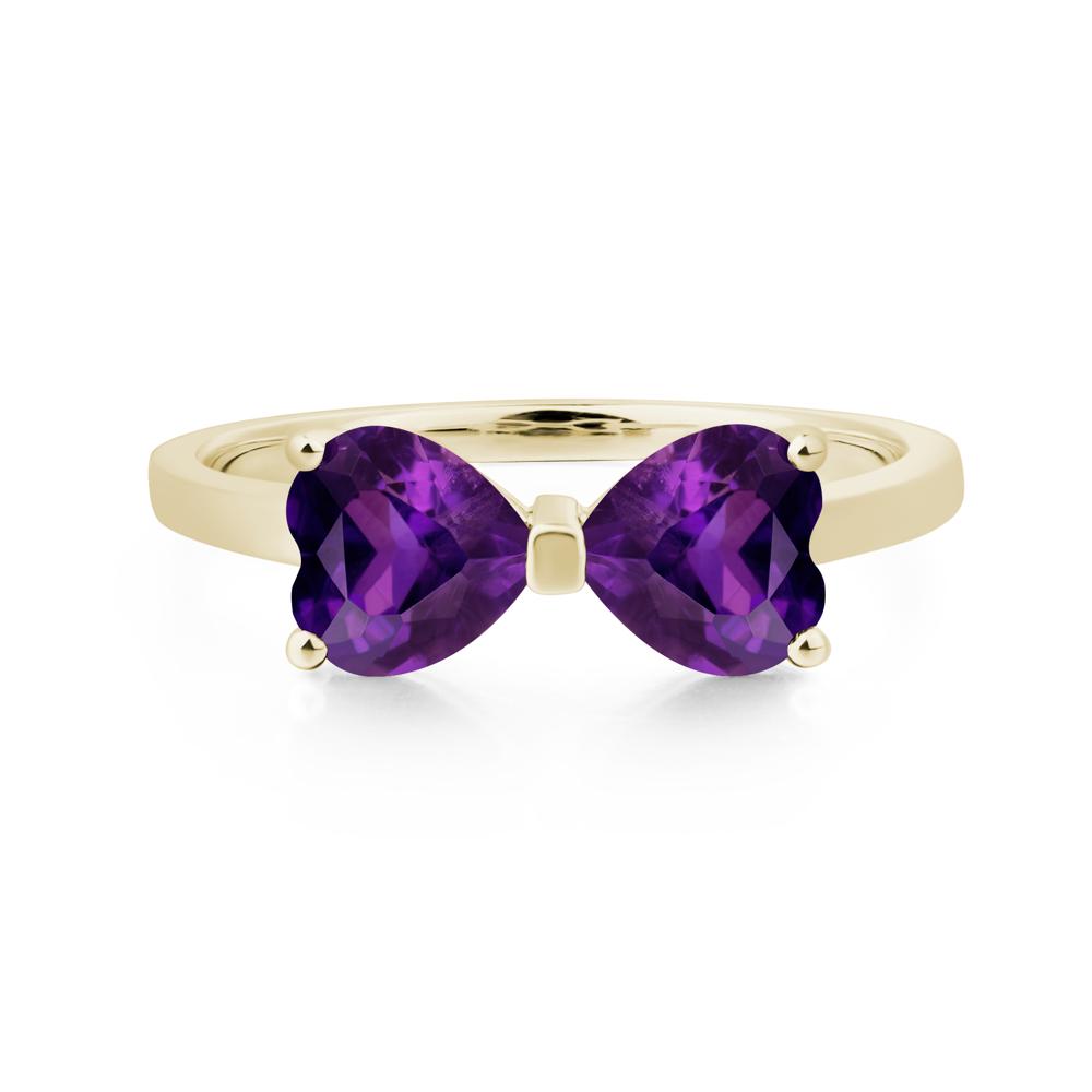 Heart Shaped Amethyst Mothers Ring - LUO Jewelry #metal_14k yellow gold