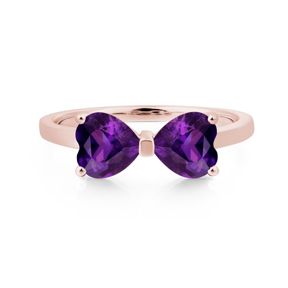 Heart Shaped Amethyst Mothers Ring - LUO Jewelry #metal_18k rose gold