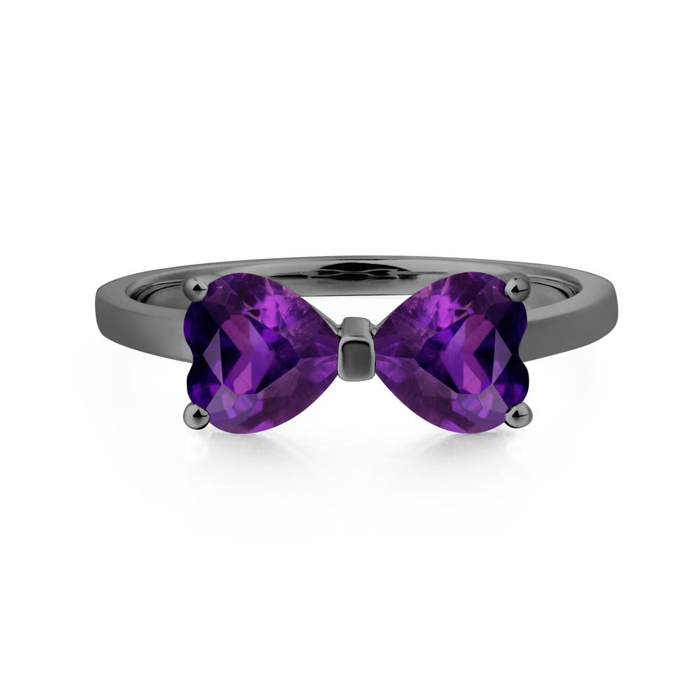 Heart Shaped Amethyst Mothers Ring - LUO Jewelry #metal_black finish sterling silver