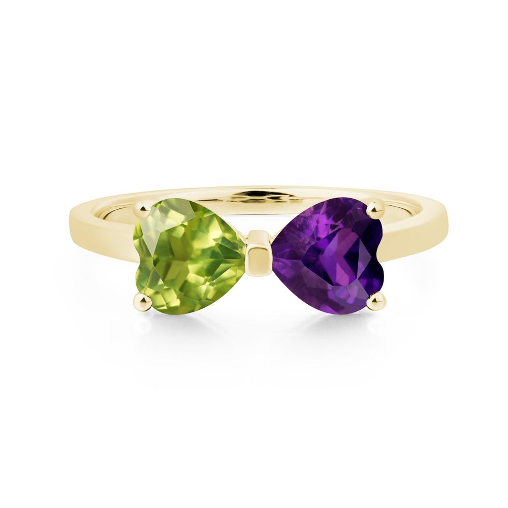 Heart Shaped Amethyst and Peridot Mothers Ring - LUO Jewelry #metal_18k yellow gold