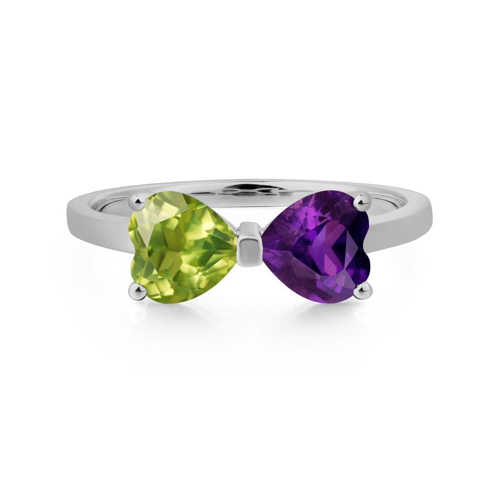 Heart Shaped Amethyst and Peridot Mothers Ring - LUO Jewelry #metal_platinum