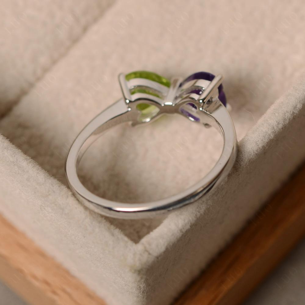 Heart Shaped Amethyst and Peridot Mothers Ring - LUO Jewelry