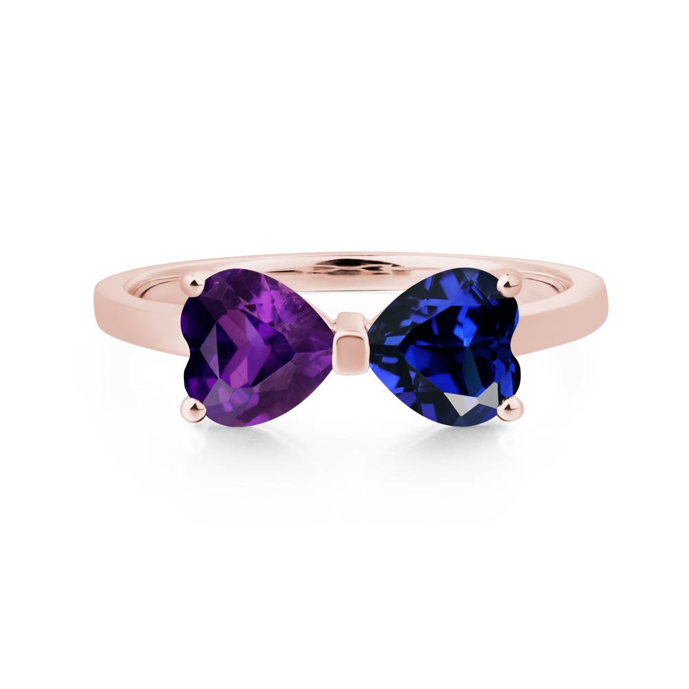 Heart Shaped Amethyst and Sapphire Mothers Ring - LUO Jewelry #metal_18k rose gold