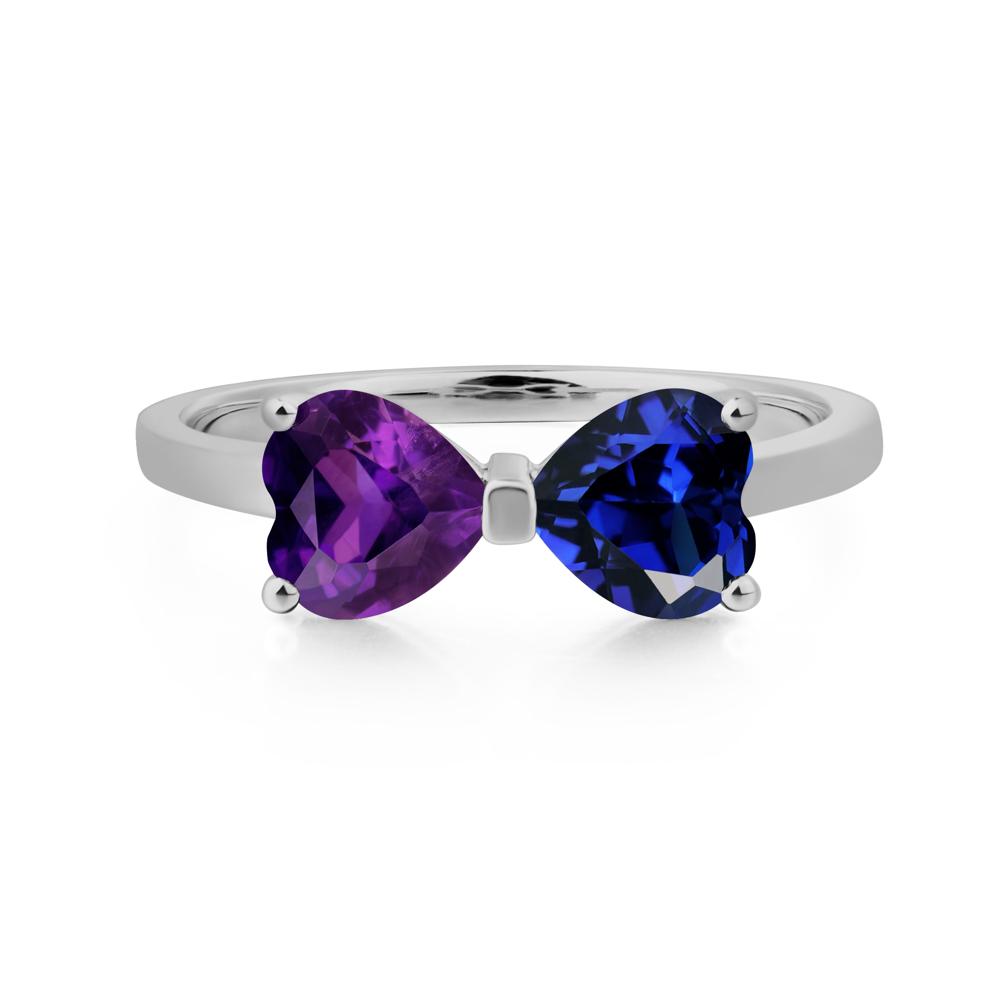 Heart Shaped Amethyst and Sapphire Mothers Ring - LUO Jewelry #metal_platinum