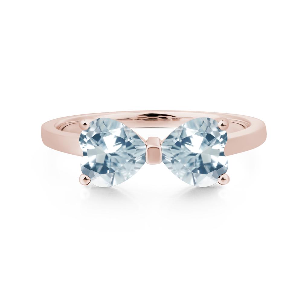 Heart Shaped Aquamarine Mothers Ring - LUO Jewelry #metal_14k rose gold