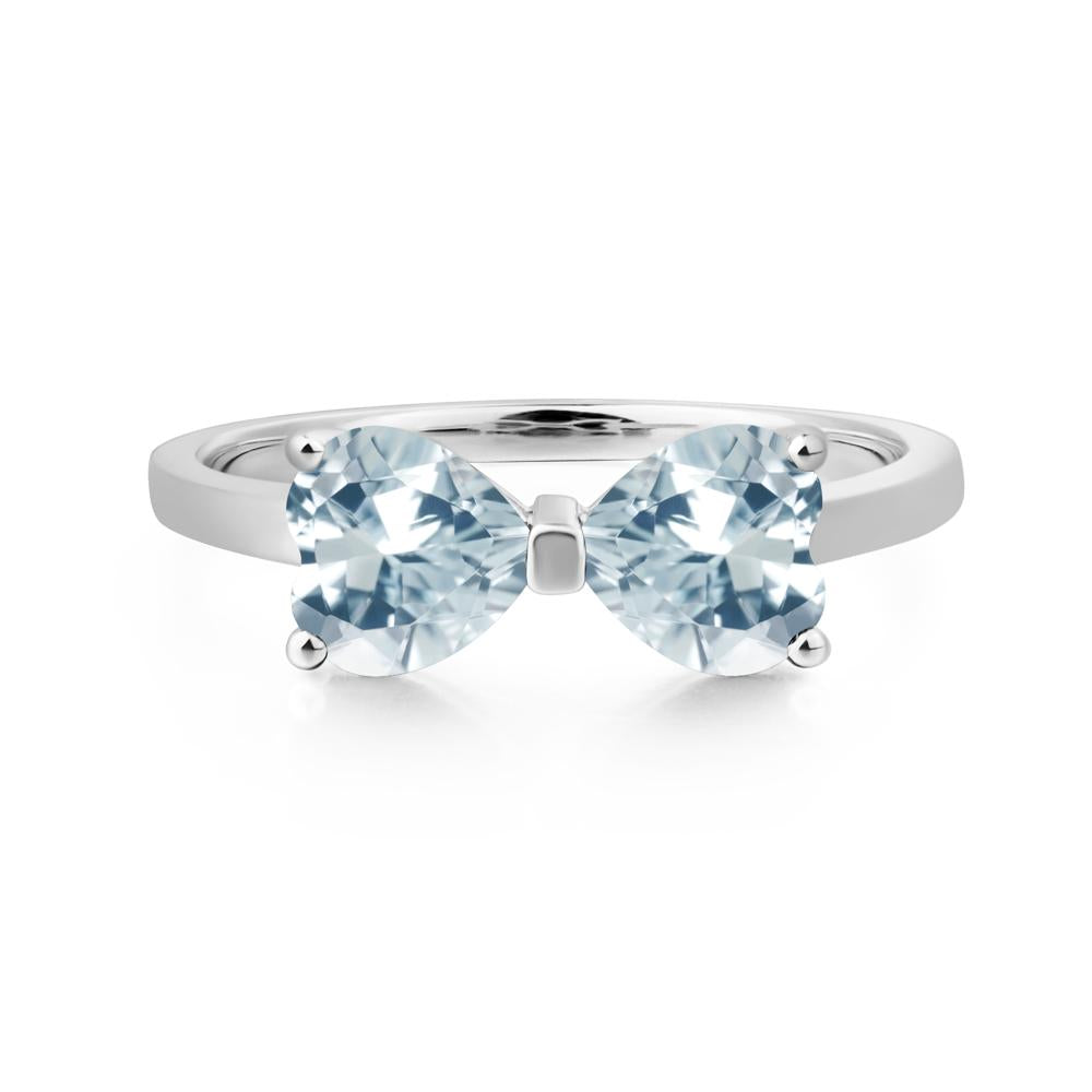 Heart Shaped Aquamarine Mothers Ring - LUO Jewelry #metal_14k white gold