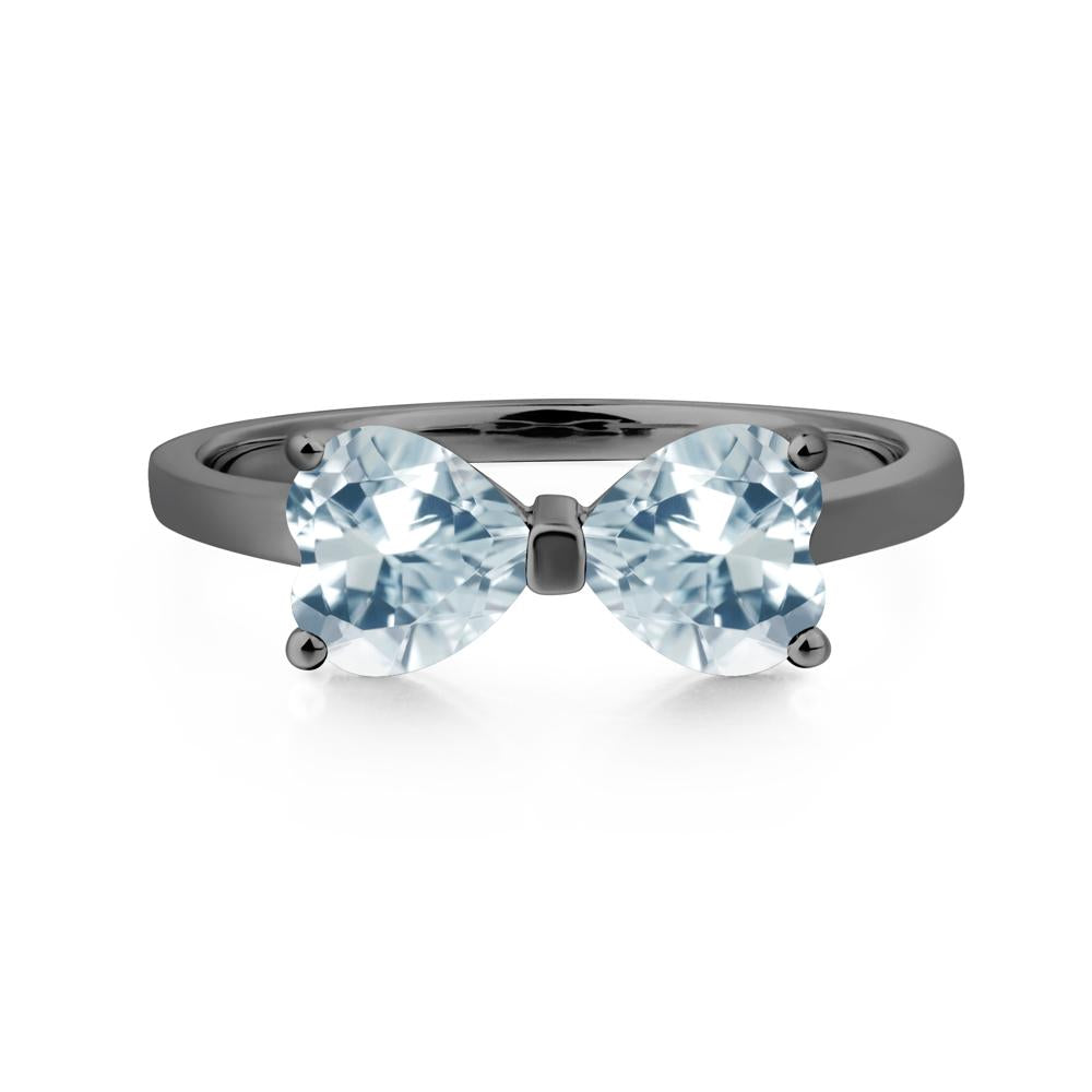 Heart Shaped Aquamarine Mothers Ring - LUO Jewelry #metal_black finish sterling silver