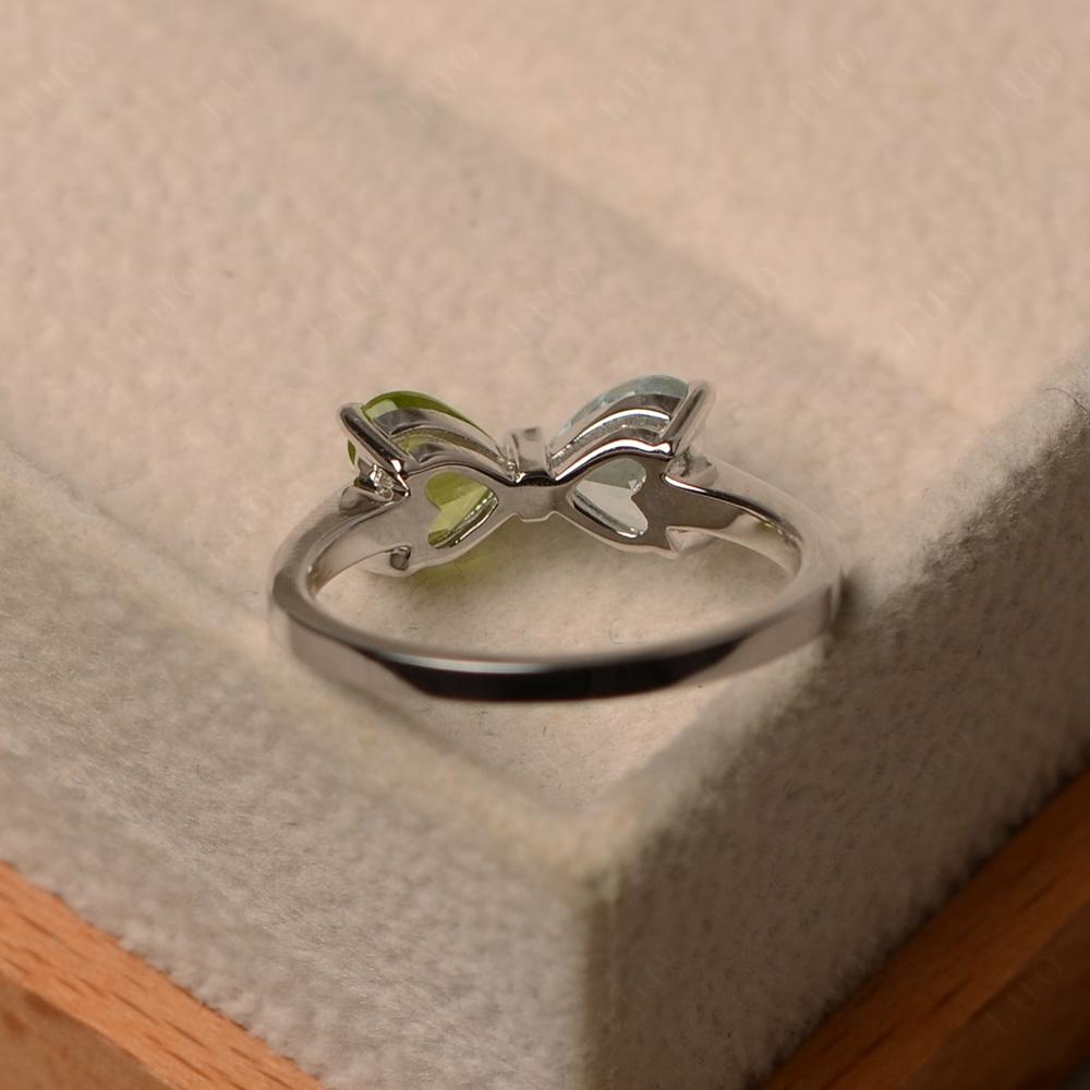 Heart Shaped Aquamarine and Peridot Mothers Ring - LUO Jewelry