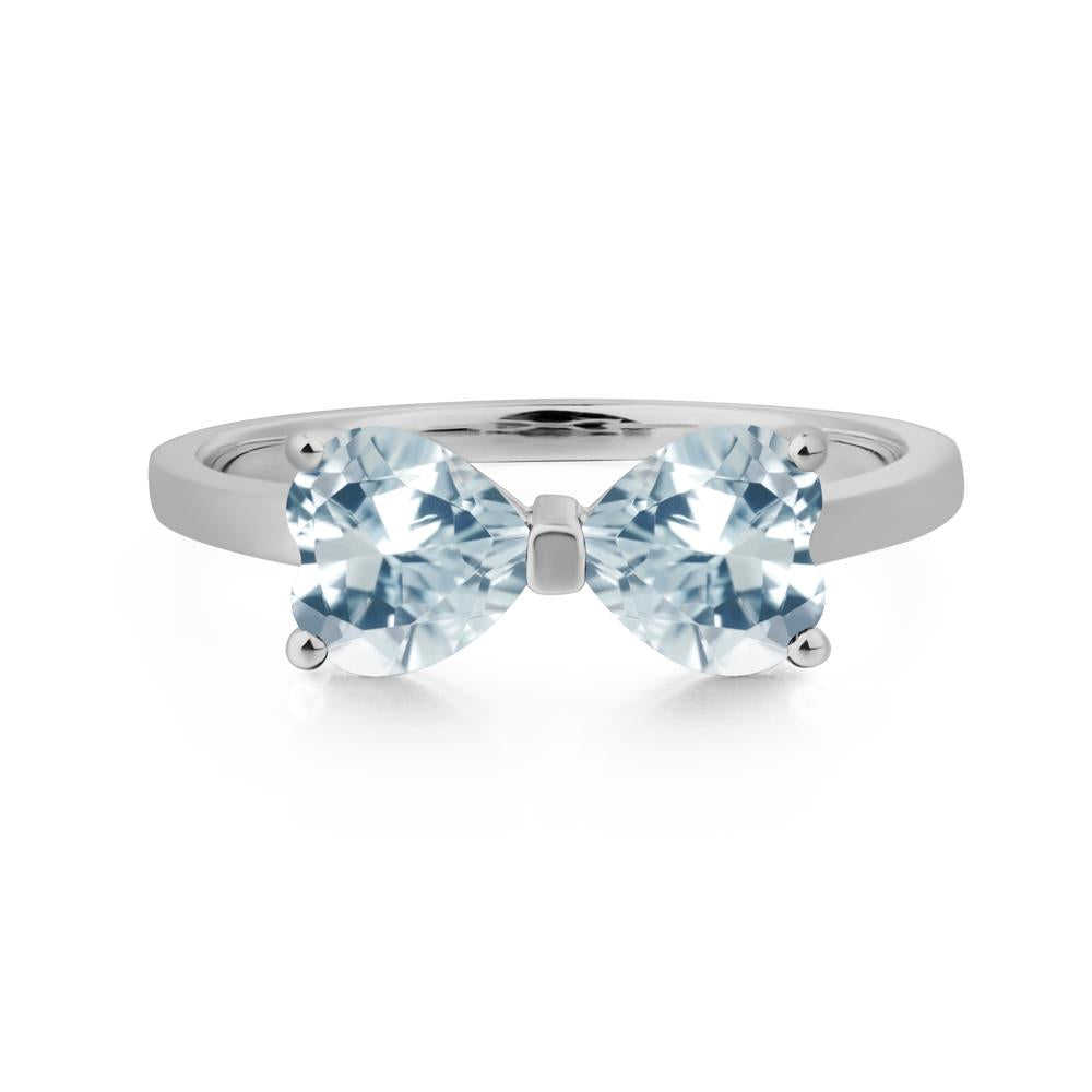 Heart Shaped Aquamarine Mothers Ring - LUO Jewelry #metal_platinum