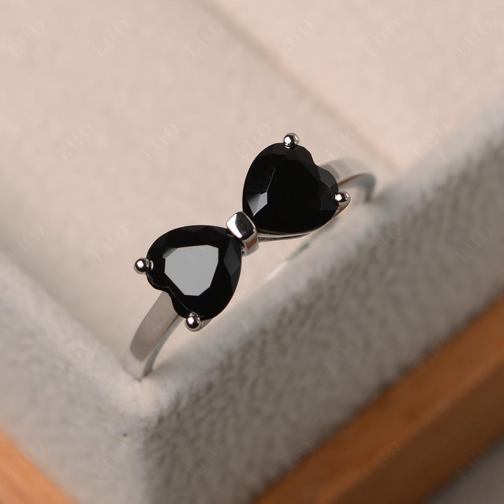 Heart Shaped Black Spinel Mothers Ring - LUO Jewelry