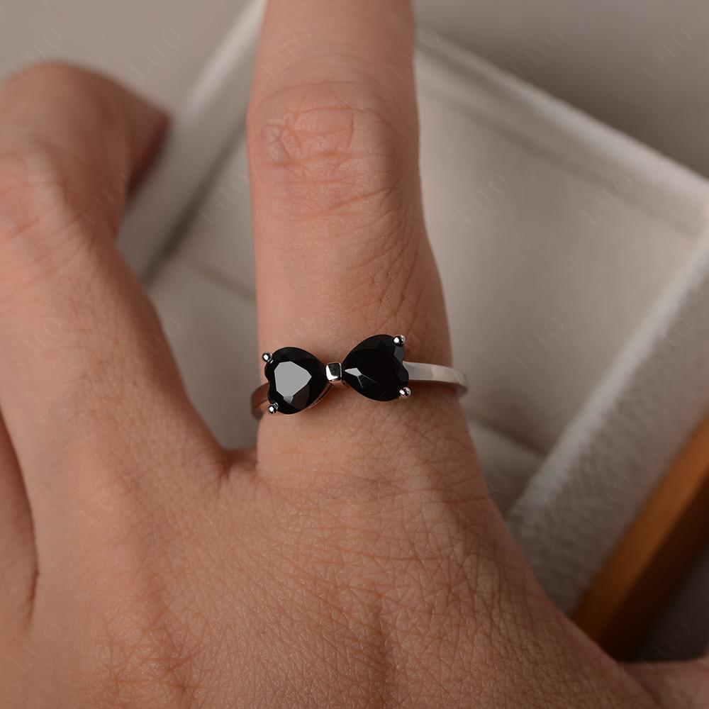 Heart Shaped Black Spinel Mothers Ring - LUO Jewelry