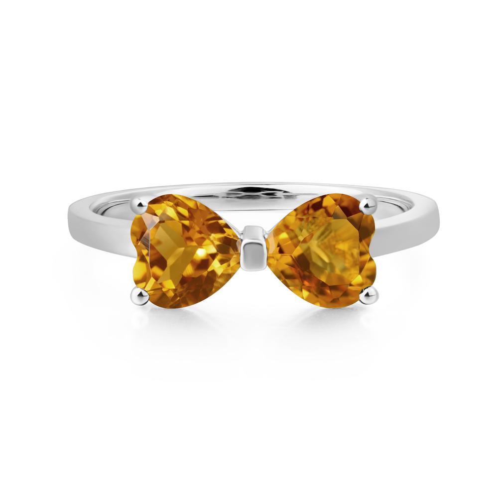 Heart Shaped Citrine Mothers Ring - LUO Jewelry #metal_14k white gold