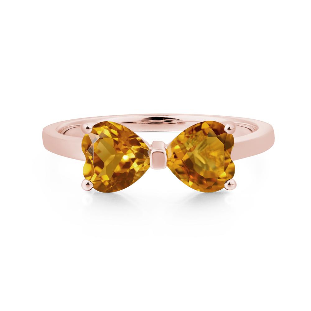 Heart Shaped Citrine Mothers Ring - LUO Jewelry #metal_18k rose gold