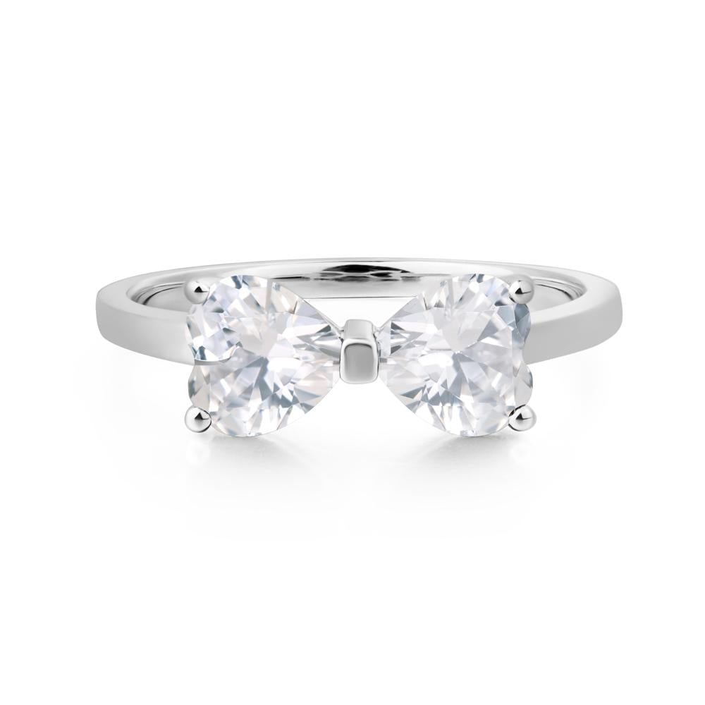 Heart Shaped Cubic Zirconia Mothers Ring - LUO Jewelry #metal_14k white gold