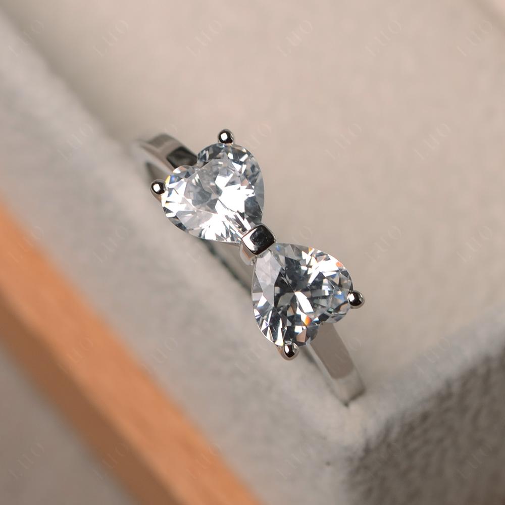 2 Stone Heart Shaped Cubic Zirconia Promise Ring - LUO Jewelry