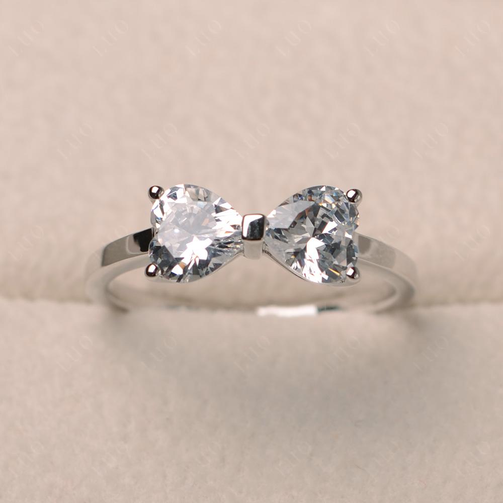 2 Stone Heart Shaped Cubic Zirconia Promise Ring - LUO Jewelry