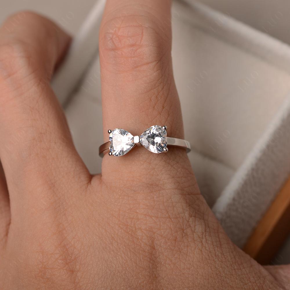 2 Stone Heart Shaped Cubic Zirconia Promise Ring - LUO Jewelry