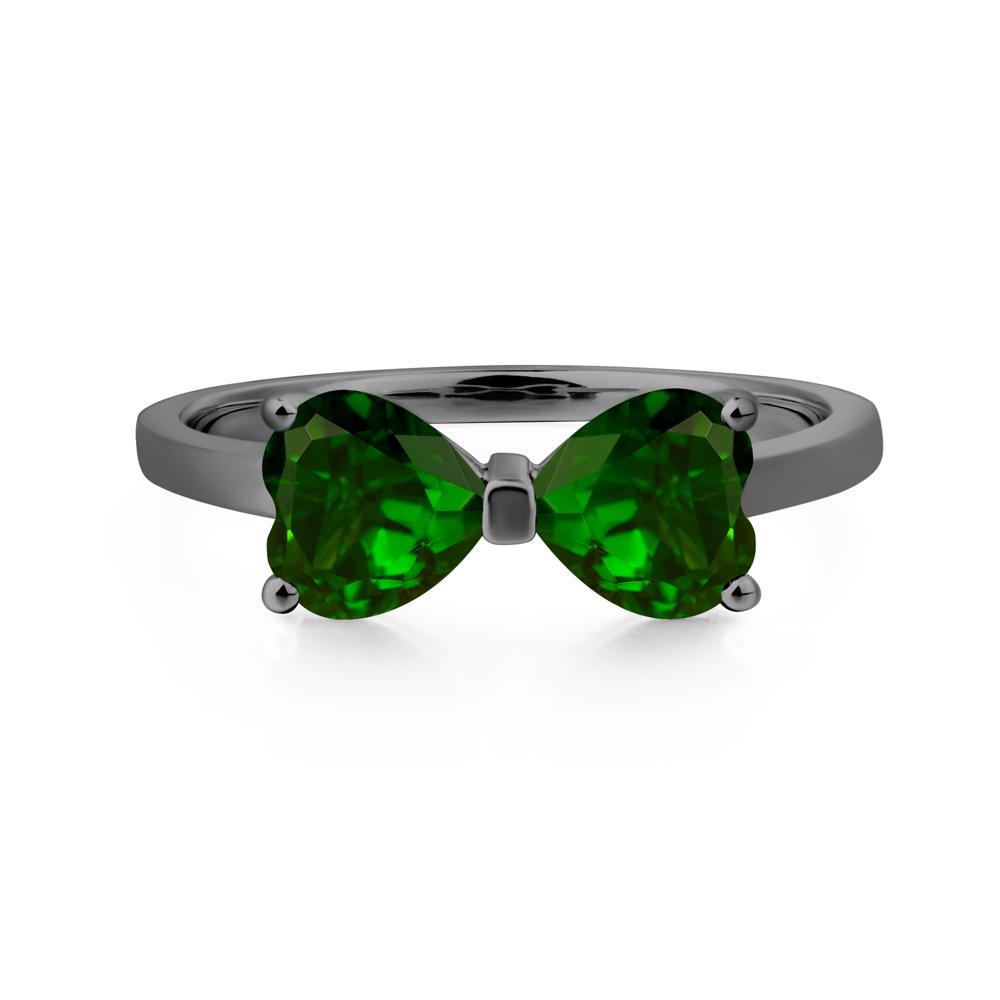 Heart Shaped Diopside Mothers Ring - LUO Jewelry #metal_black finish sterling silver