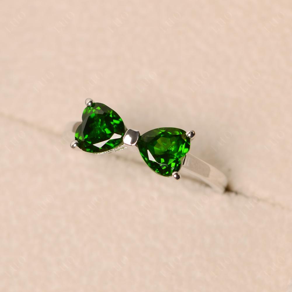 2 Stone Heart Shaped Diopside Promise Ring - LUO Jewelry