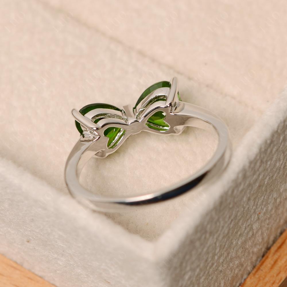 2 Stone Heart Shaped Diopside Promise Ring - LUO Jewelry