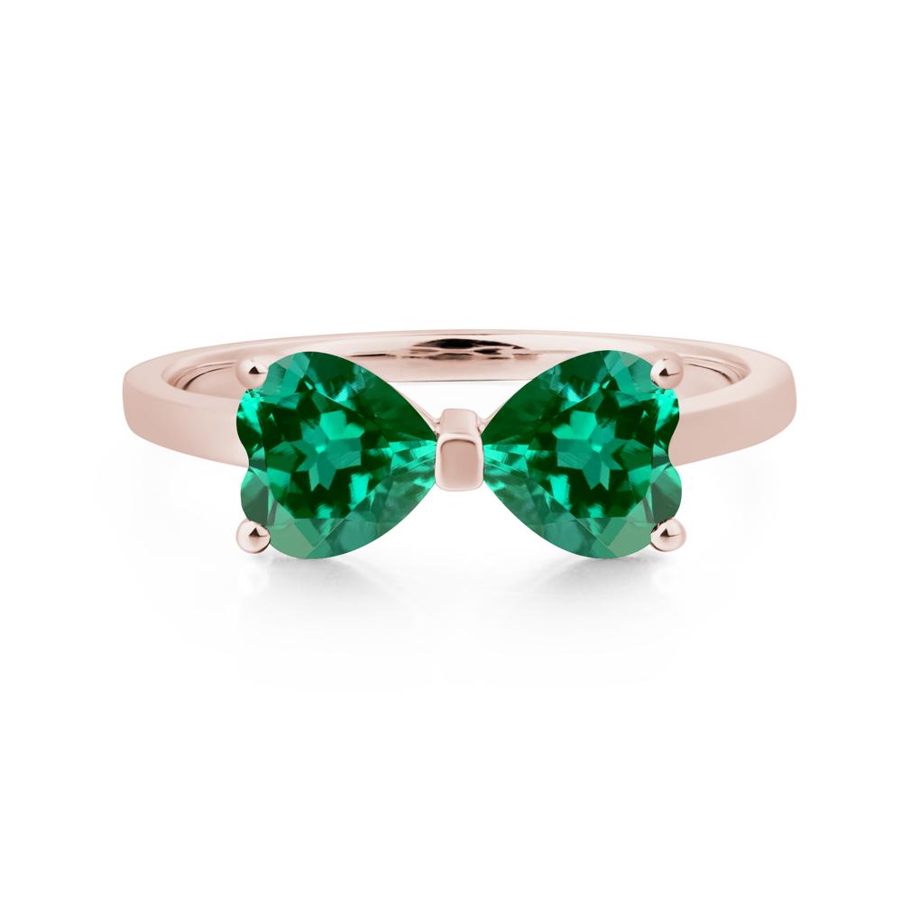 Heart Shaped Emerald Mothers Ring - LUO Jewelry #metal_14k rose gold