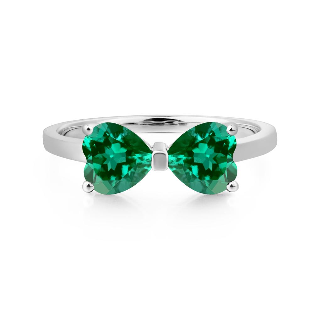 Heart Shaped Emerald Mothers Ring - LUO Jewelry #metal_14k white gold