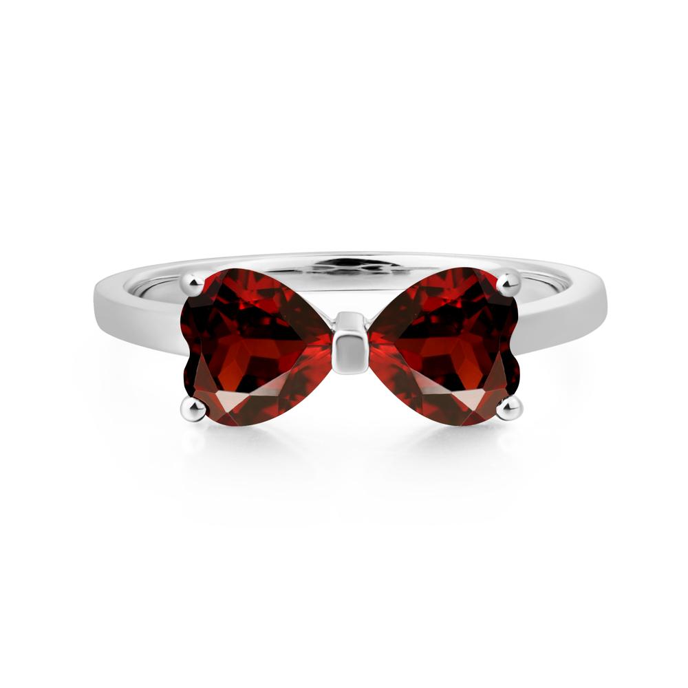 Heart Shaped Garnet Mothers Ring - LUO Jewelry #metal_14k white gold