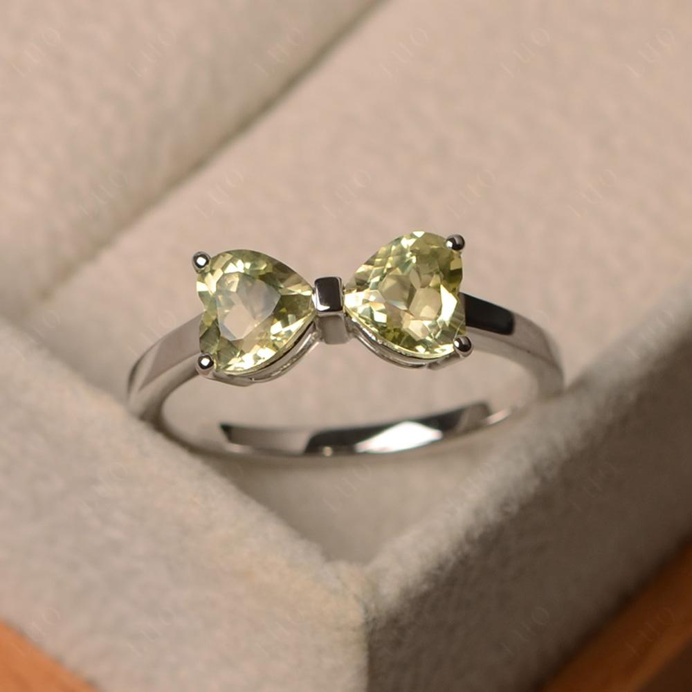 2 Stone Heart Shaped Lemon Quartz Promise Ring - LUO Jewelry