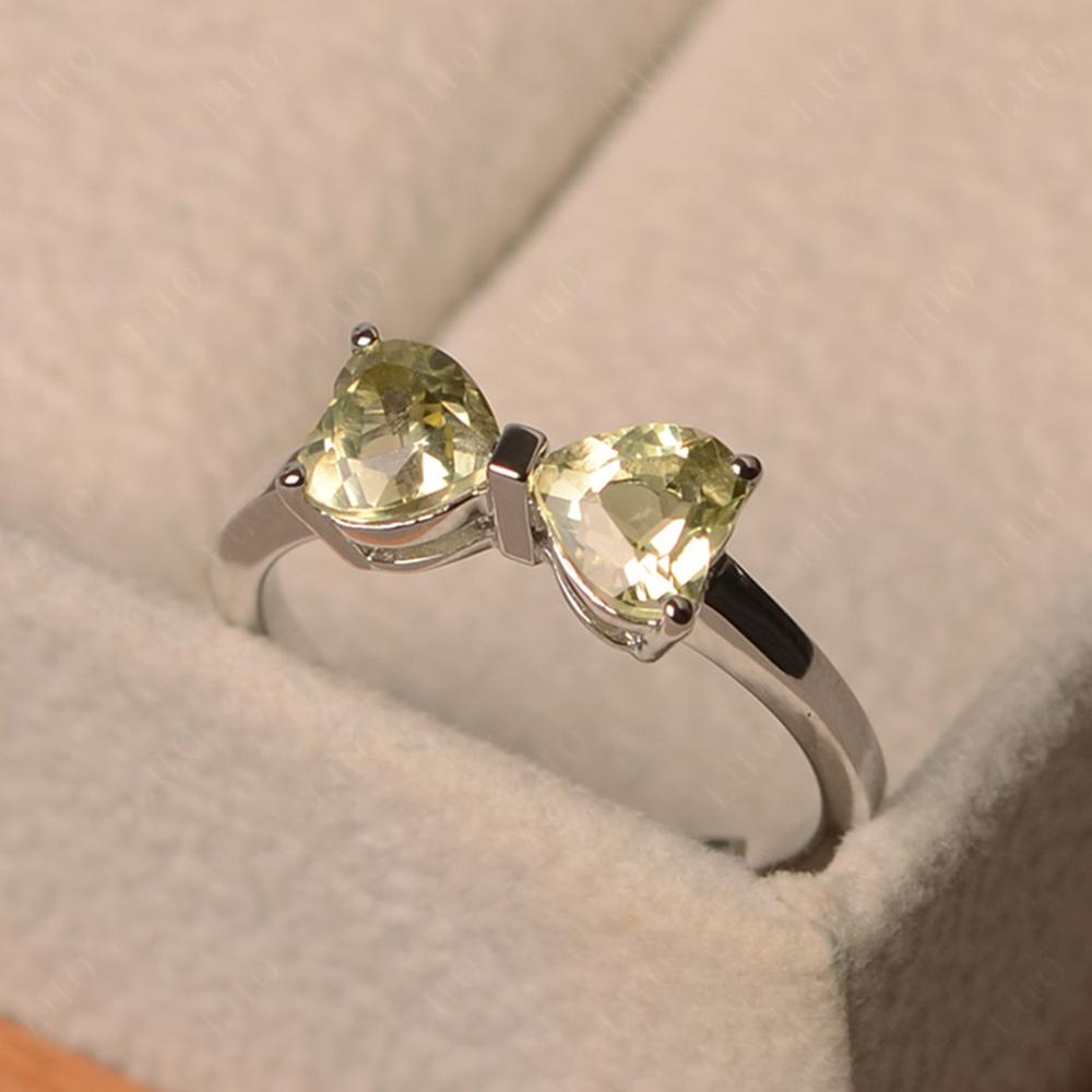 2 Stone Heart Shaped Lemon Quartz Promise Ring - LUO Jewelry