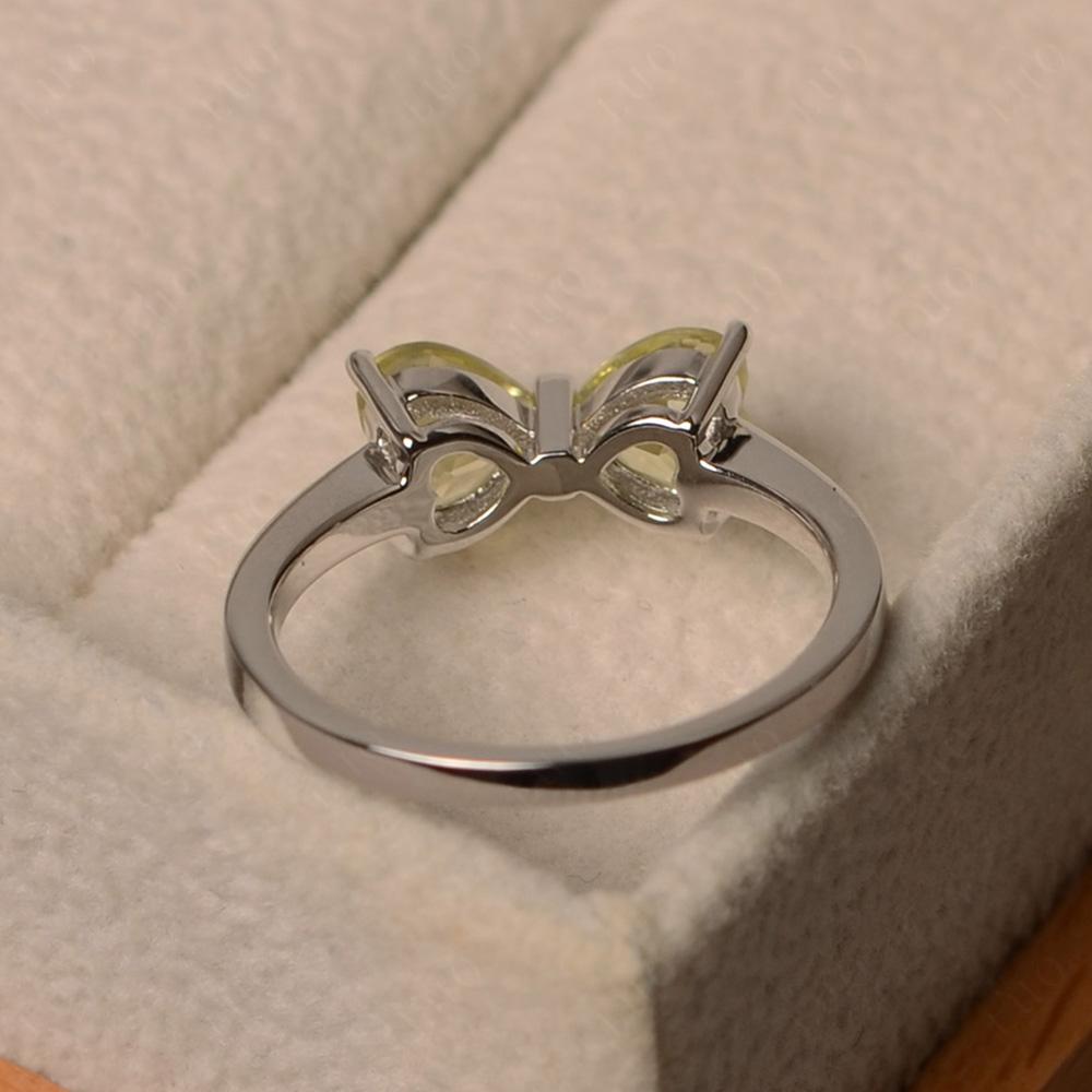 2 Stone Heart Shaped Lemon Quartz Promise Ring - LUO Jewelry