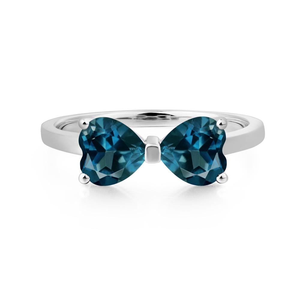 Heart Shaped London Blue Topaz Mothers Ring - LUO Jewelry #metal_14k white gold