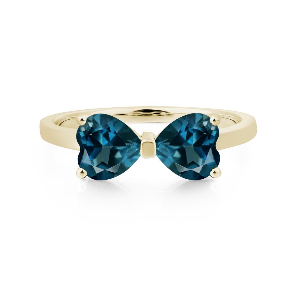 Heart Shaped London Blue Topaz Mothers Ring - LUO Jewelry #metal_14k yellow gold